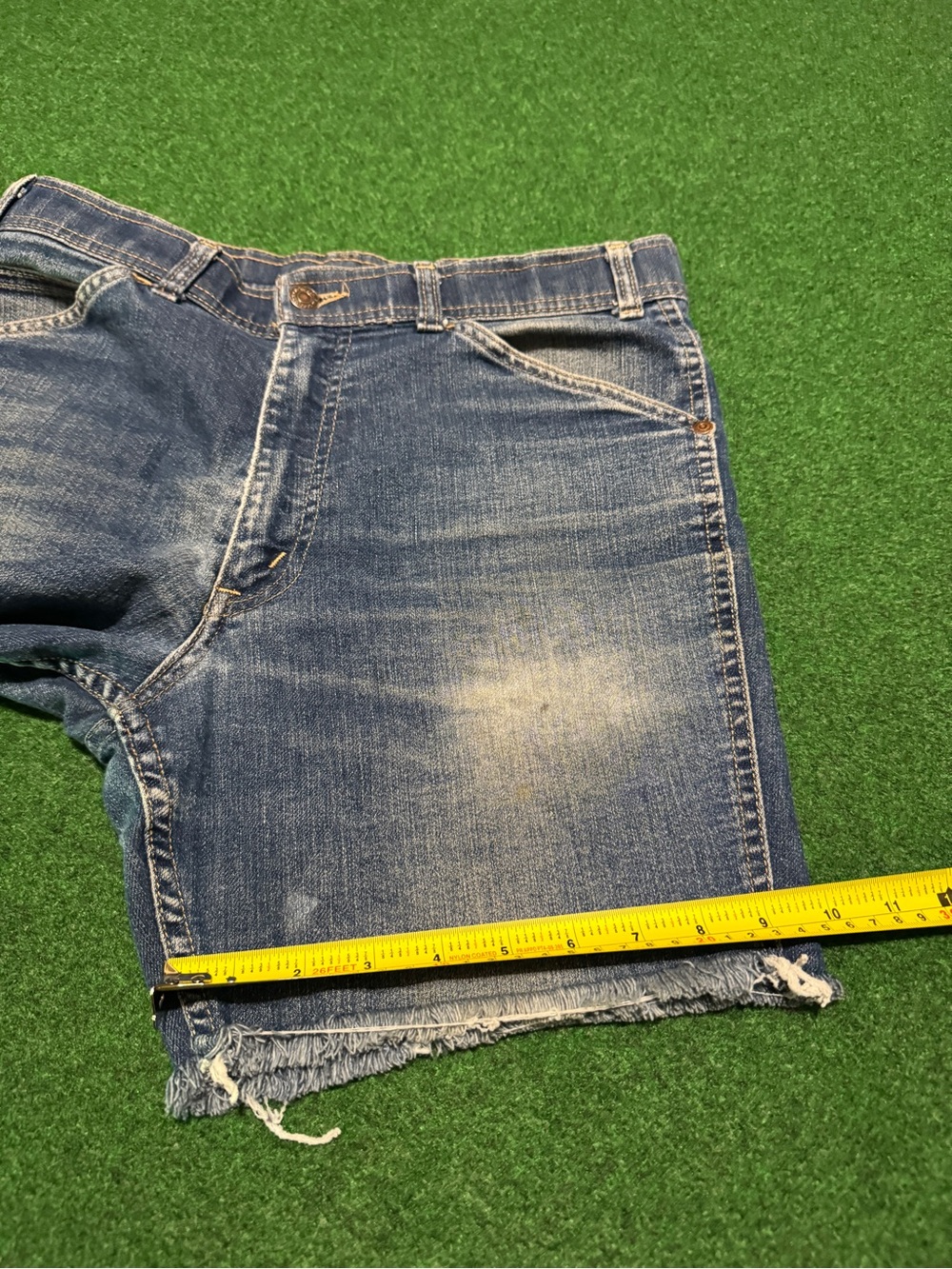 Levis 70s Cutoff Jorts Vintage Talon Zipper 6” 32 Denim Shorts Orange Tab - Picture 7 of 9